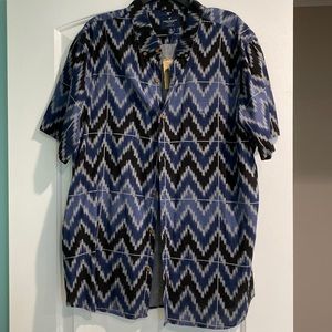 Mens Aztec print button up